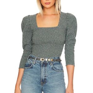 Nation LTD Smocked Puff-sleeve top